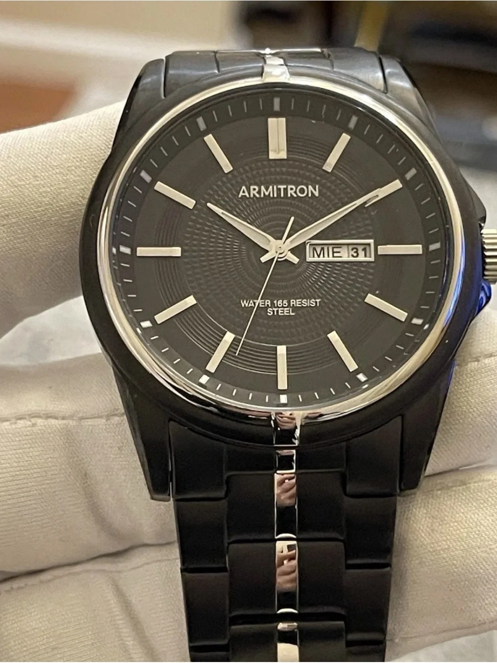 Armitron 20/5281BKTB Men's Day/Date Function Black Stainless Steel 46mm Watch